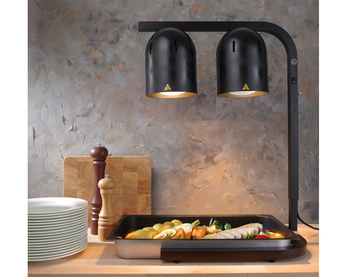 M&T Portique chauffe-plat avec 2 lampes infrarouges  aluminium noir