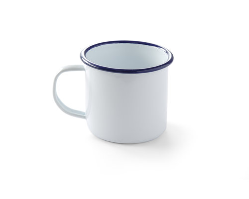 M&T Goblet 36 cl  acier émaillé blanche avec bord  couleur bleu