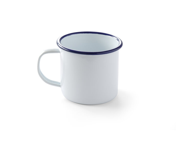 M&T Goblet 36 cl  acier émaillé blanche avec bord  couleur bleu