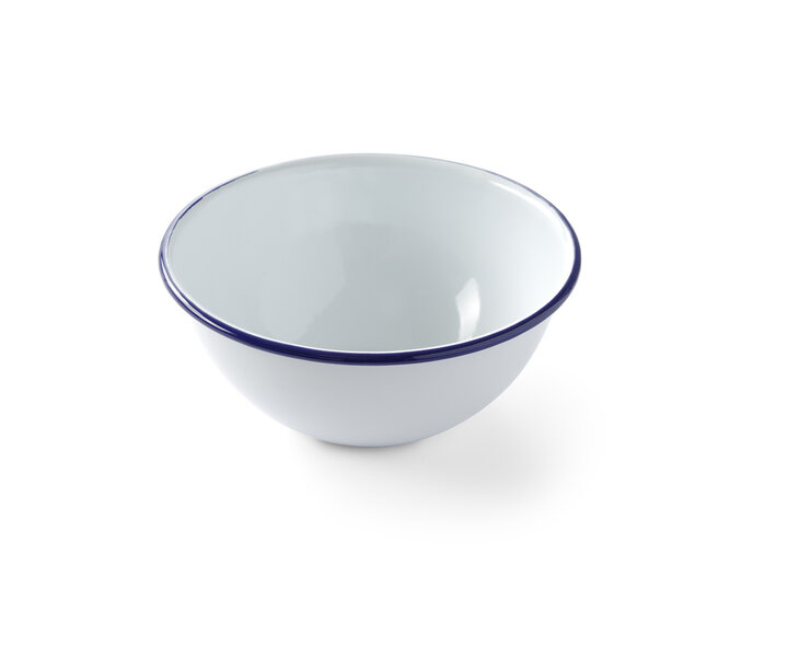 M&T Saladier 16 x h 7,5 cm  acier émaillé blanche avec bord  couleur bleu
