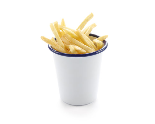 M&T Beaker ø 9 x (h) 12 cm white enamelled steel with blue edge