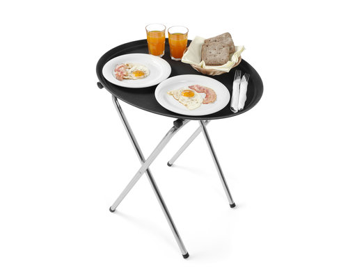 M&T Dienblad XXL 73,5 x 60 cm zwart non-slip inclusief uitvouwbare rvs standaard