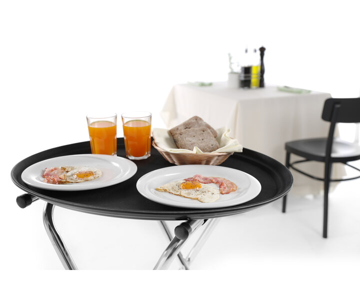 M&T Dienblad XXL 73,5 x 60 cm zwart non-slip inclusief uitvouwbare rvs standaard