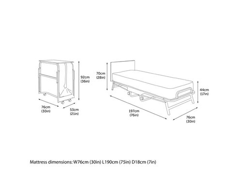 JAY-BE  Folding Bed with Water Resistant Mattress Single in Black Colour