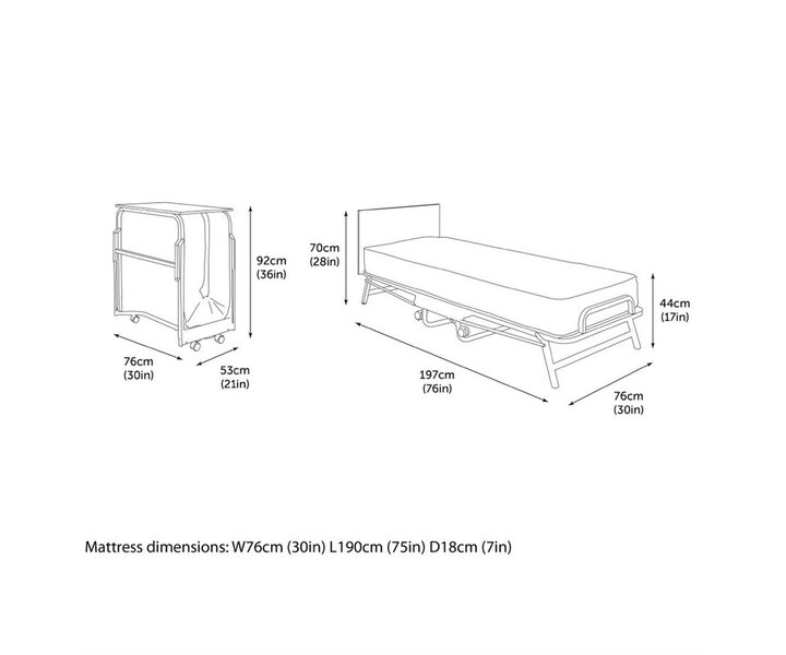 JAY-BE  LIT PLIANT 1 PERSONNE AVEC MATELAS ÉTANCHE JAY-BE NOIR