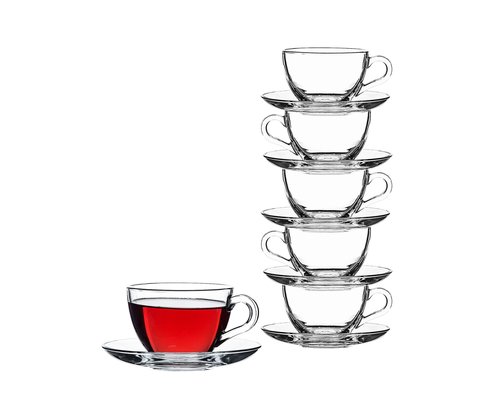 M & T  Tasse à café & thé 20,5 cl verre trempé  livrée avec sous-tasse