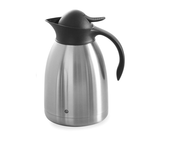 M&T Cruche isolante 1,5 litre à double paroi en acier inoxydable avec bouchon à poussoir noir