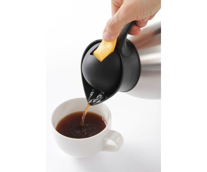 M&T Cruche isolante 2 litre à double paroi en acier inoxydable avec bouchon à poussoir jaune