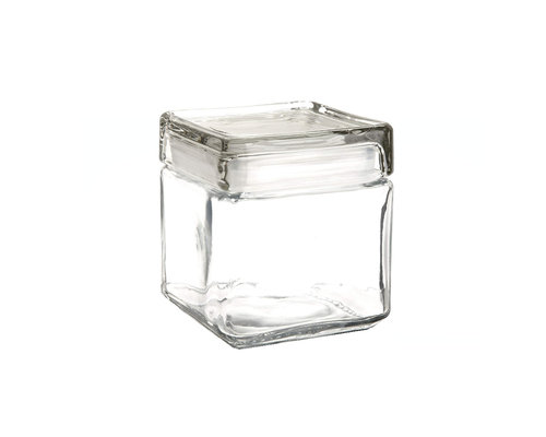 M & T  Pot carré en verre avec couvercle 1 liter