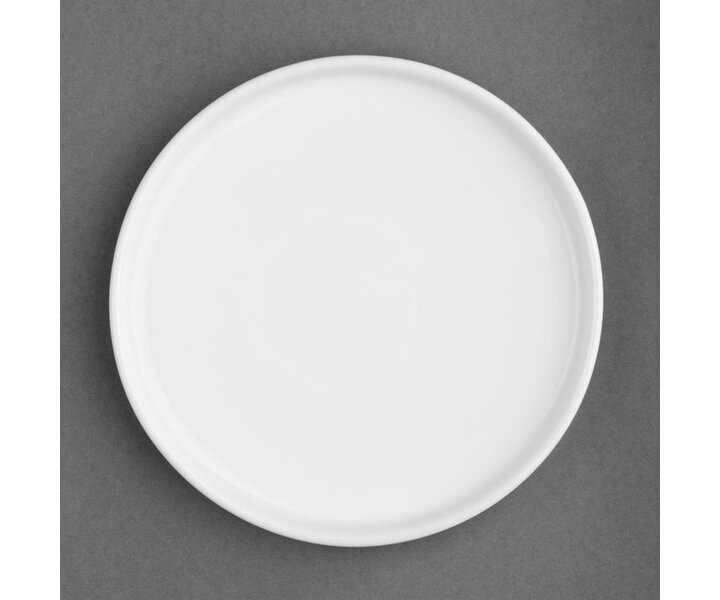 OLYMPIA Porselein  Plat bord  Ø 21 cm met rechtopstaande rand " White salt "