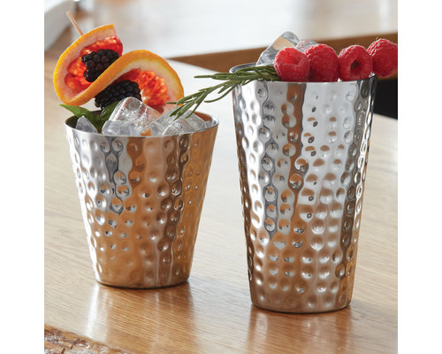 M & T  Collins - cocktail glass 41 cl double walled hammered stainless steel