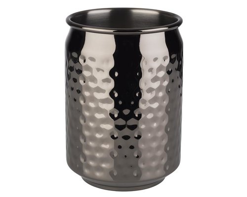 M & T  Barrel cocktail glass 35 cl black hammered stainless steel