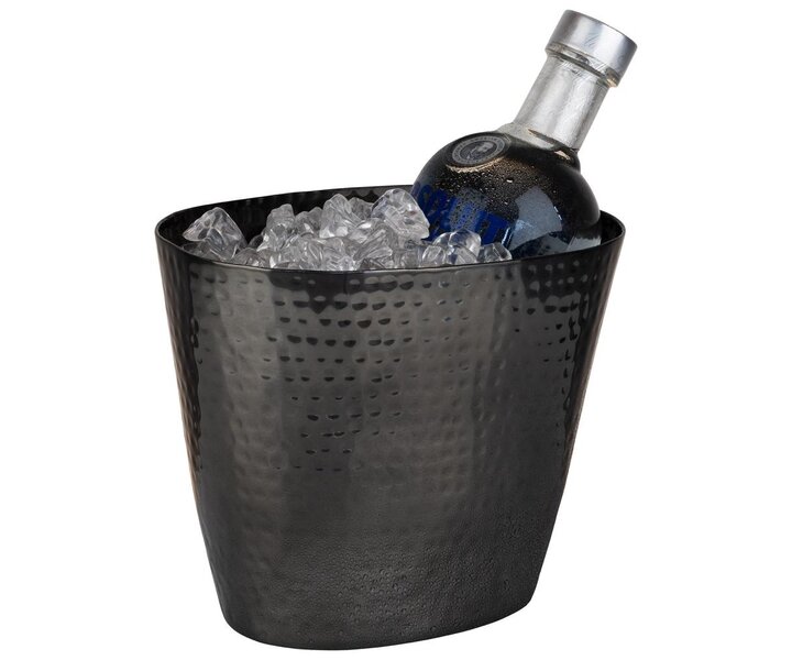 M&T Champagne - en wijnkoeler gehamerd  zwart aluminium