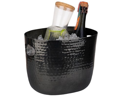 M & T  Champagne - & wine cooler hammered black aluminium