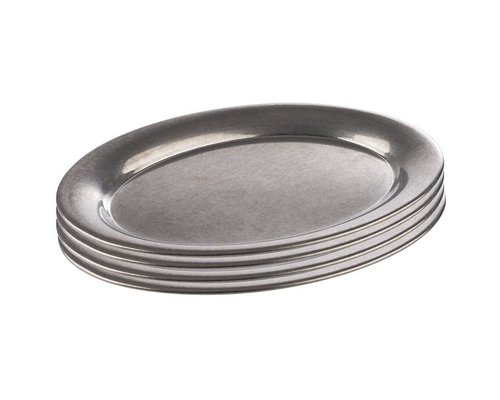 M & T  Oval tray 26,5 x 19,5 cm stainless steel 18/8 antique look
