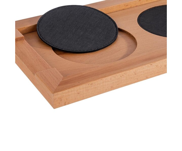 M&T Buffet plank gemaakt van naturel geolied eiken  hout  inclusief 3 glazen flessen