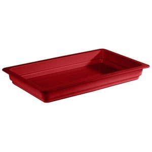 M & T  GN 1/1 rood porselein diepte 60 mm Inhoud 7,1 liter. Inzet voor chafing dish