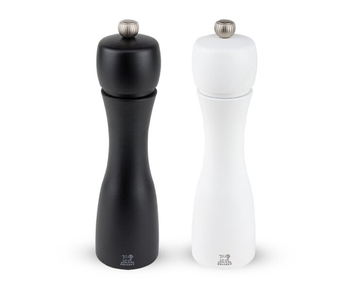 PEUGEOT  Set peppermill & saltmill 15 cm " Tahiti "  black & white