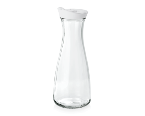 M & T  Fles / Karaf 1 liter voorzien van een witte kunststof dop