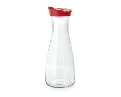 M & T  Bouteille / Carafe 1 liter avec bouchon plastique rouge