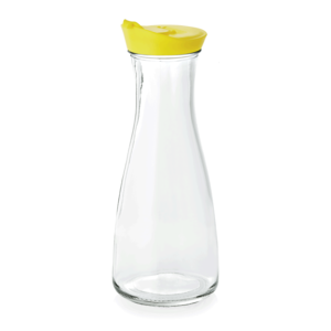 M & T  Bouteille / Carafe 1 liter avec bouchon plastique jaune