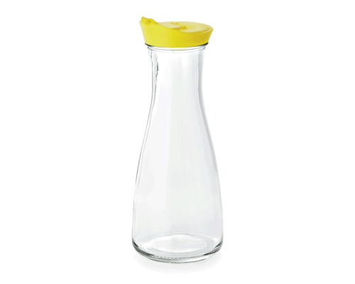 M & T  Bouteille / Carafe 1 liter avec bouchon plastique jaune