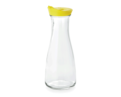 M & T  Fles / Karaf 1 liter voorzien van een gele kunststof dop