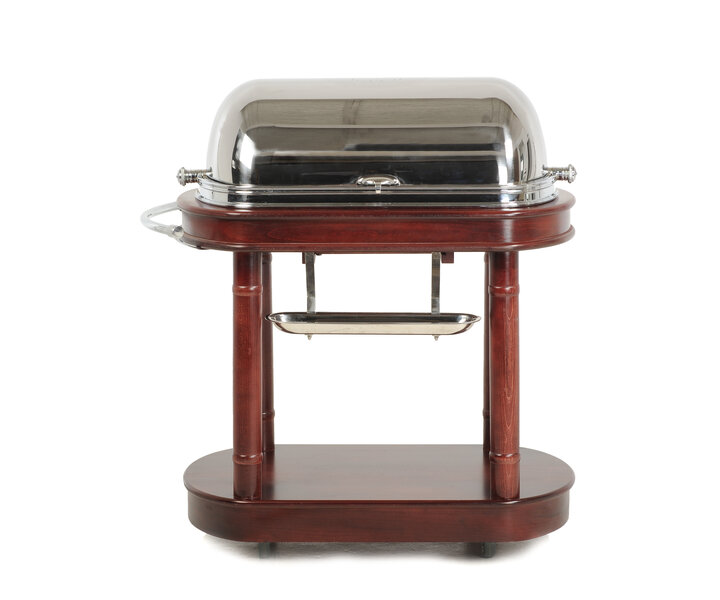 M&T Carving trolley cloche made of stainless steel  Mahogany color finish