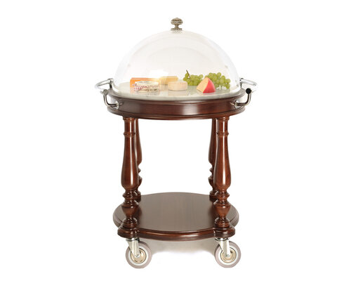 M & T  Traditional Cheese trolley chilled with marble top  and cloche