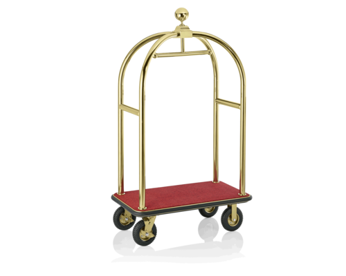 M&T Bagagewagen " Birdcage " Goudkleurig frame met rood tapijt