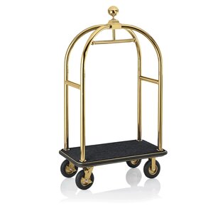 M & T  Luggage trolley " Birdcage " Gold colored frame with black carpet