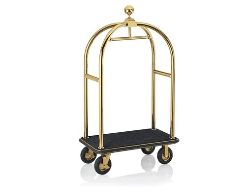 M & T  Luggage trolley " Birdcage " Gold colored frame with black carpet
