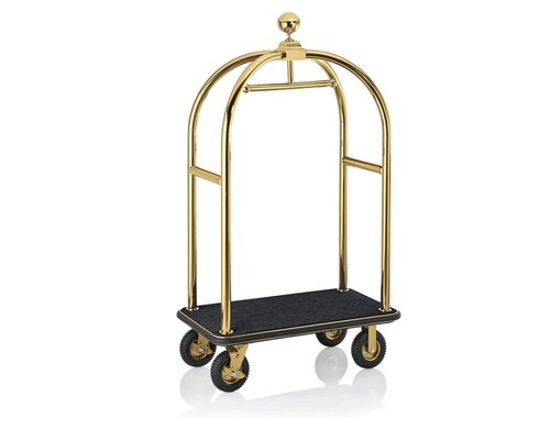 M&T Luggage trolley " Birdcage " Gold colored frame with black carpet