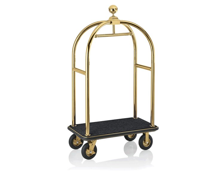 M&T Luggage trolley " Birdcage " Gold colored frame with black carpet