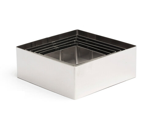 M&T Set met 6 effen vierkante mousse- / taartringen