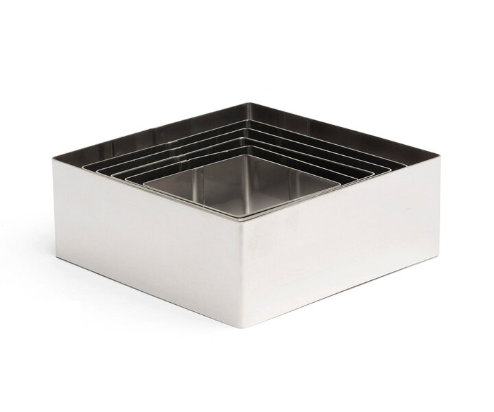 M&T Set met 6 effen vierkante mousse- / taartringen