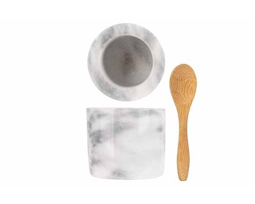 M & T  Salt & pepper set made of natural marble incl. 2 wooden spoons