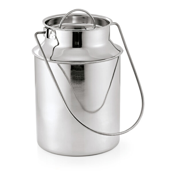 SABUIDDS Melkkan van roestvrij staal, 18 liter, met steekdeksel en draagbeugel, transportkan, lekvrij deksel voor de opslag van water, melk, wijn, kaas, room, meel, olie, ghee en droogvoer