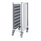 M & T  Tray trolley for 7 trays 45,5 x 35,5 cm aluminium frame with MDF side panels