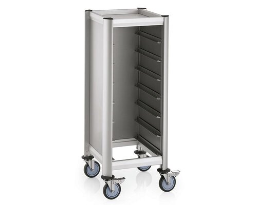 M & T  Tray trolley for 7 trays 45,5 x 35,5 cm aluminium frame with MDF side panels