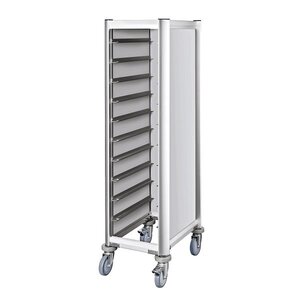 M & T  Tray trolley for 10 trays 45,5 x 35,5 cm aluminium frame with MDF side panels