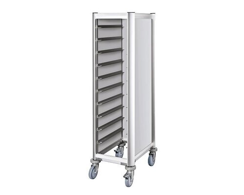 M & T  Tray trolley for 10 trays 45,5 x 35,5 cm aluminium frame with MDF side panels