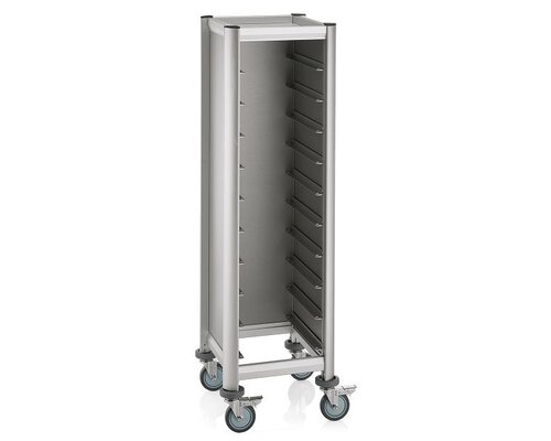 M & T  Tray trolley for 10 trays 45,5 x 35,5 cm aluminium frame with MDF side panels