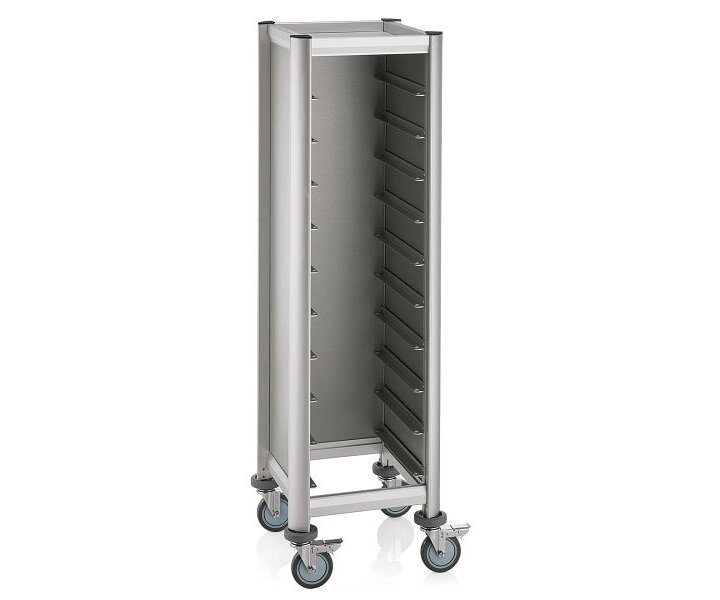 M&T Tray trolley for 10 trays 45,5 x 35,5 cm aluminium frame with MDF side panels