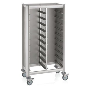 M & T  Tray trolley for 2 x10 trays 45,5 x 35,5 cm aluminium frame with MDF side panels