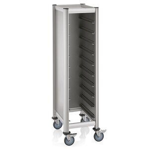 M & T  Tray trolley for 10 trays  GN 1/1 aluminium frame with MDF side panels