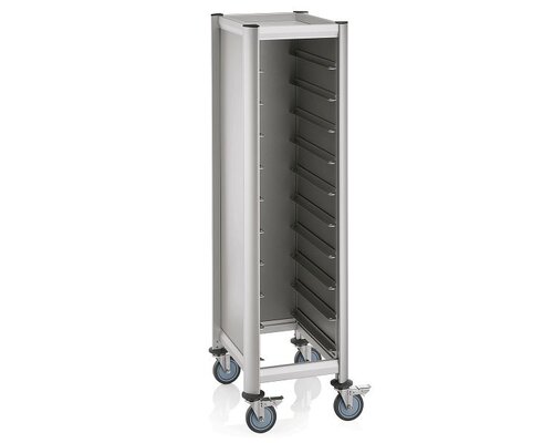 M & T  Tray trolley for 10 trays GN 1/1 aluminium frame with MDF side panels