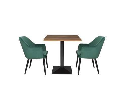 M & T  Table carrée 70 x 70 cm avec un pied lourd poudré noir
