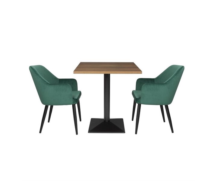 M&T Vierkante tafel 70 x 70 cm inclusief zwaar zwart gepoedercoat onderstel