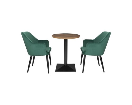 M&T Table ronde Ø 60 cm avec un pied lourd poudré noir
